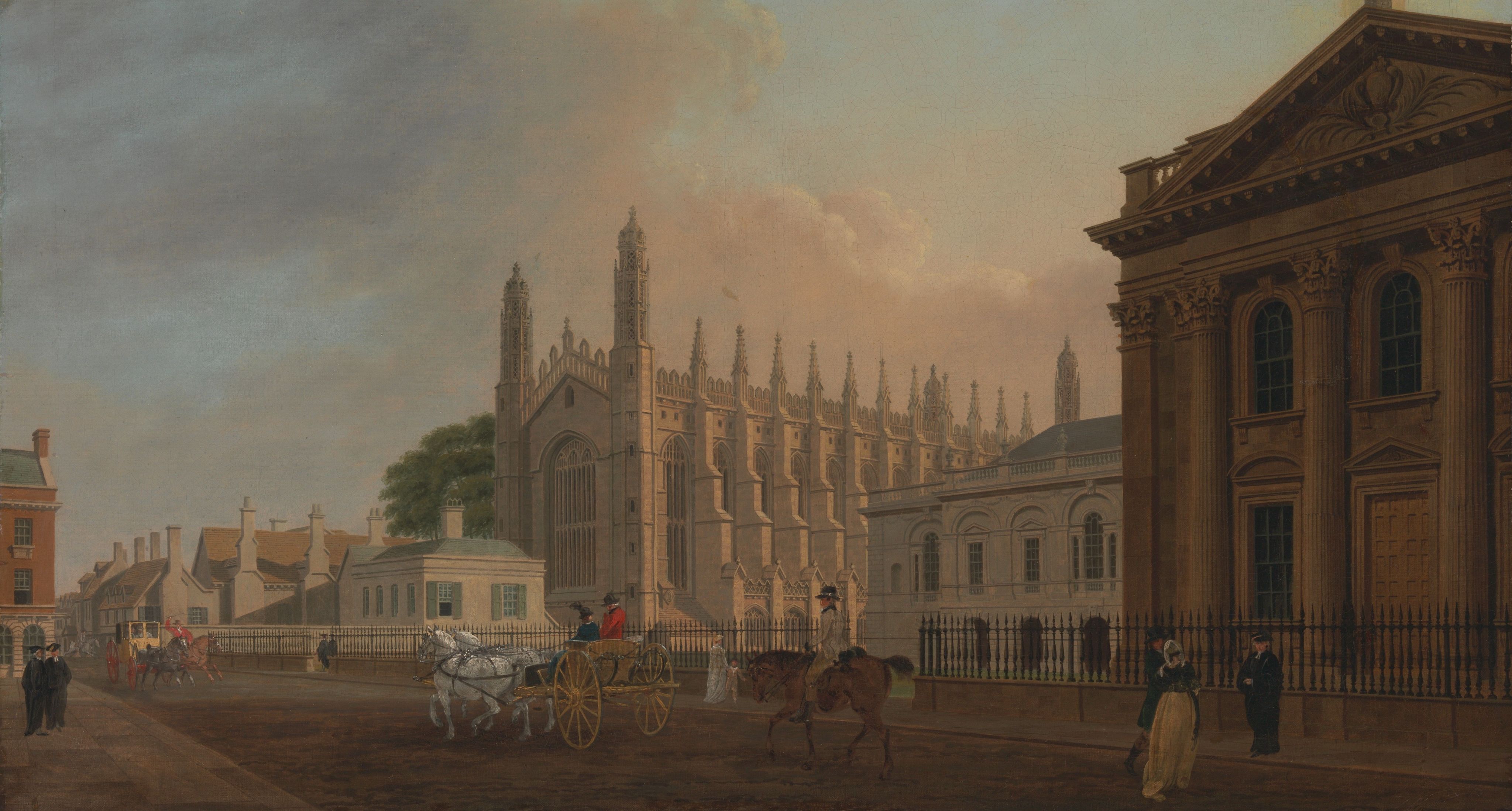 King's Parade, Cambridge (1798 -99) painting by Thomas Malton the Younger. Image: Yale Center for British Art, Paul Mellon Collection, B1996.22.25