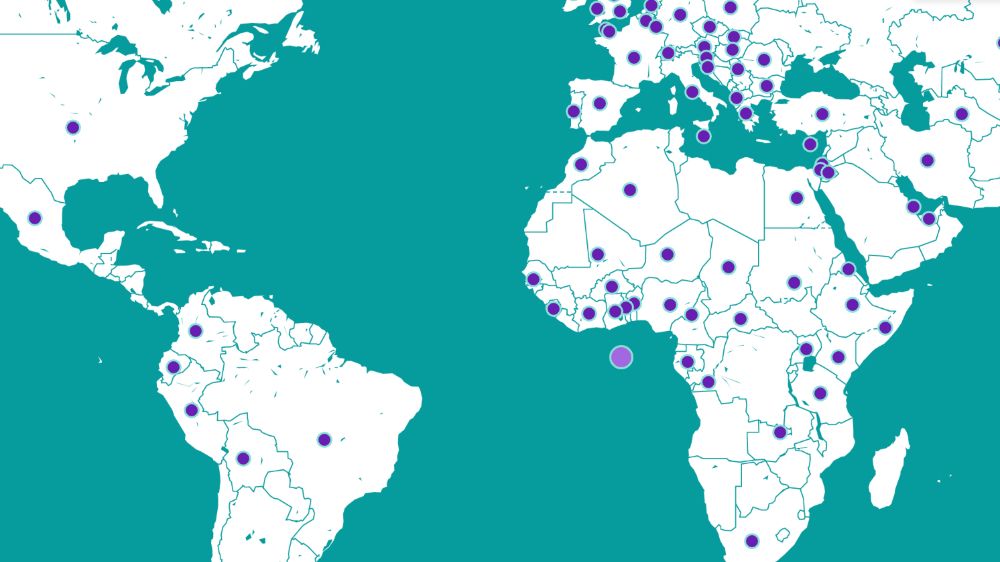 A screenshot of the global impact map