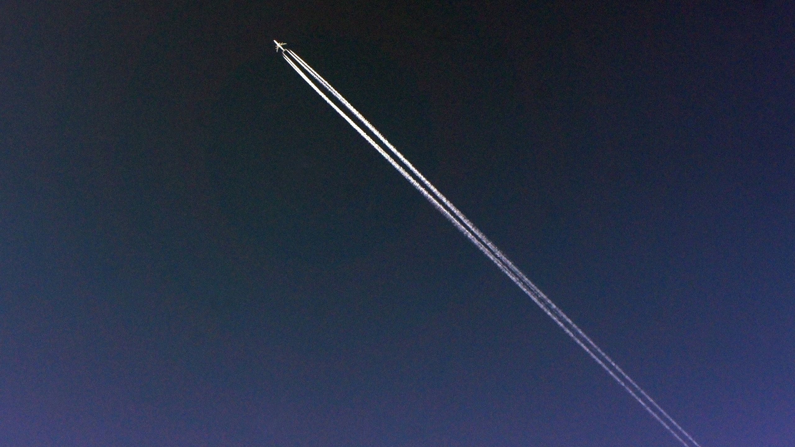 Plane in the night sky