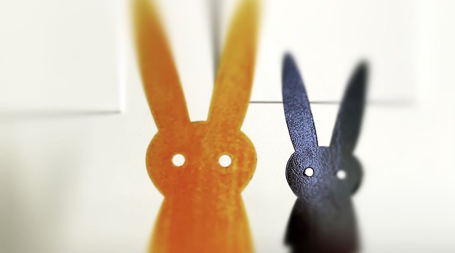 Image of Mr Rabbit - a wee rabbit sculpture with his own shadow