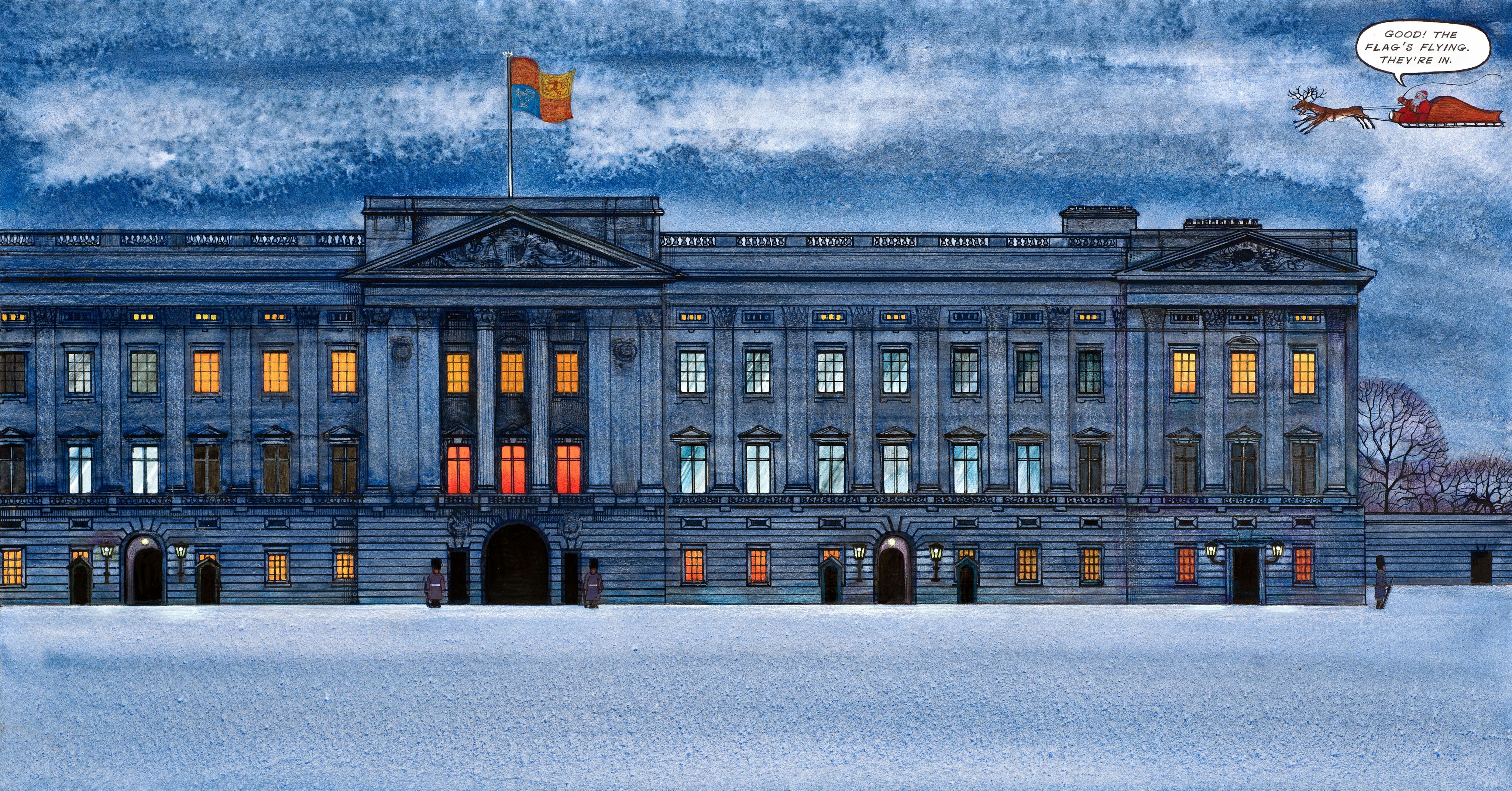 Buckingham Palace page spread, Father Christmas © Raymond Briggs, 1973