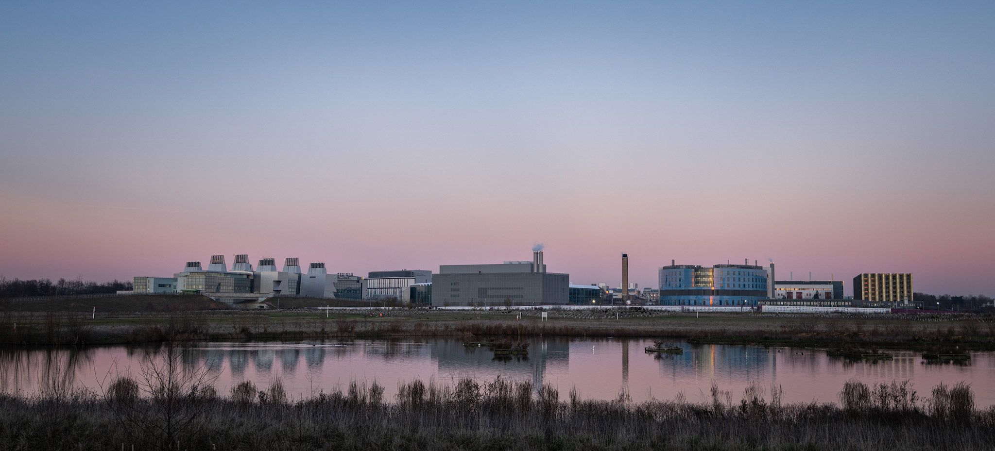 Panoramic view of the Cambridge Biomedical Campus