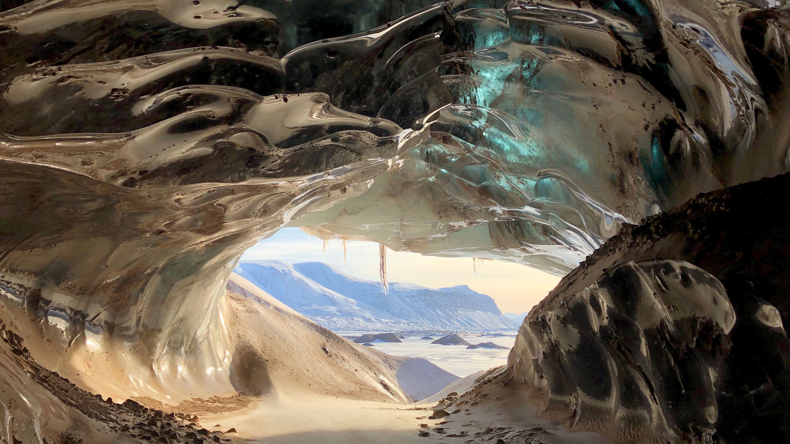 Glacier cave on Svalbard, Norway
