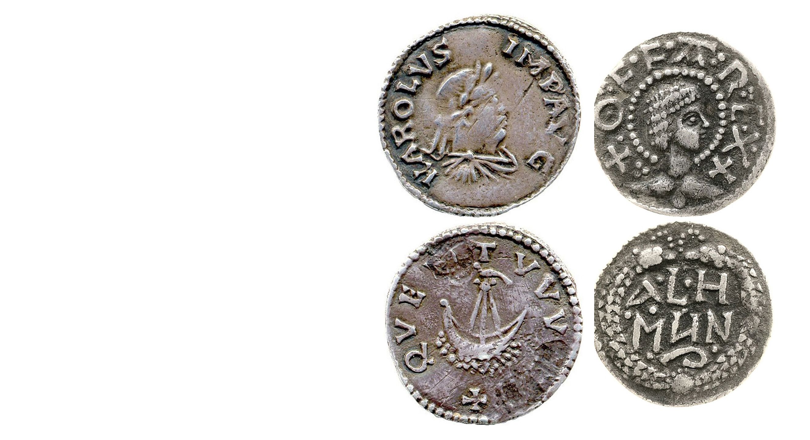 (Left) A coin of Charlemagne (768-814) and (Right) a coin of Offa (757-96), both from the Fitzwilliam Museum. © The Fitzwilliam Museum, University of Cambridge