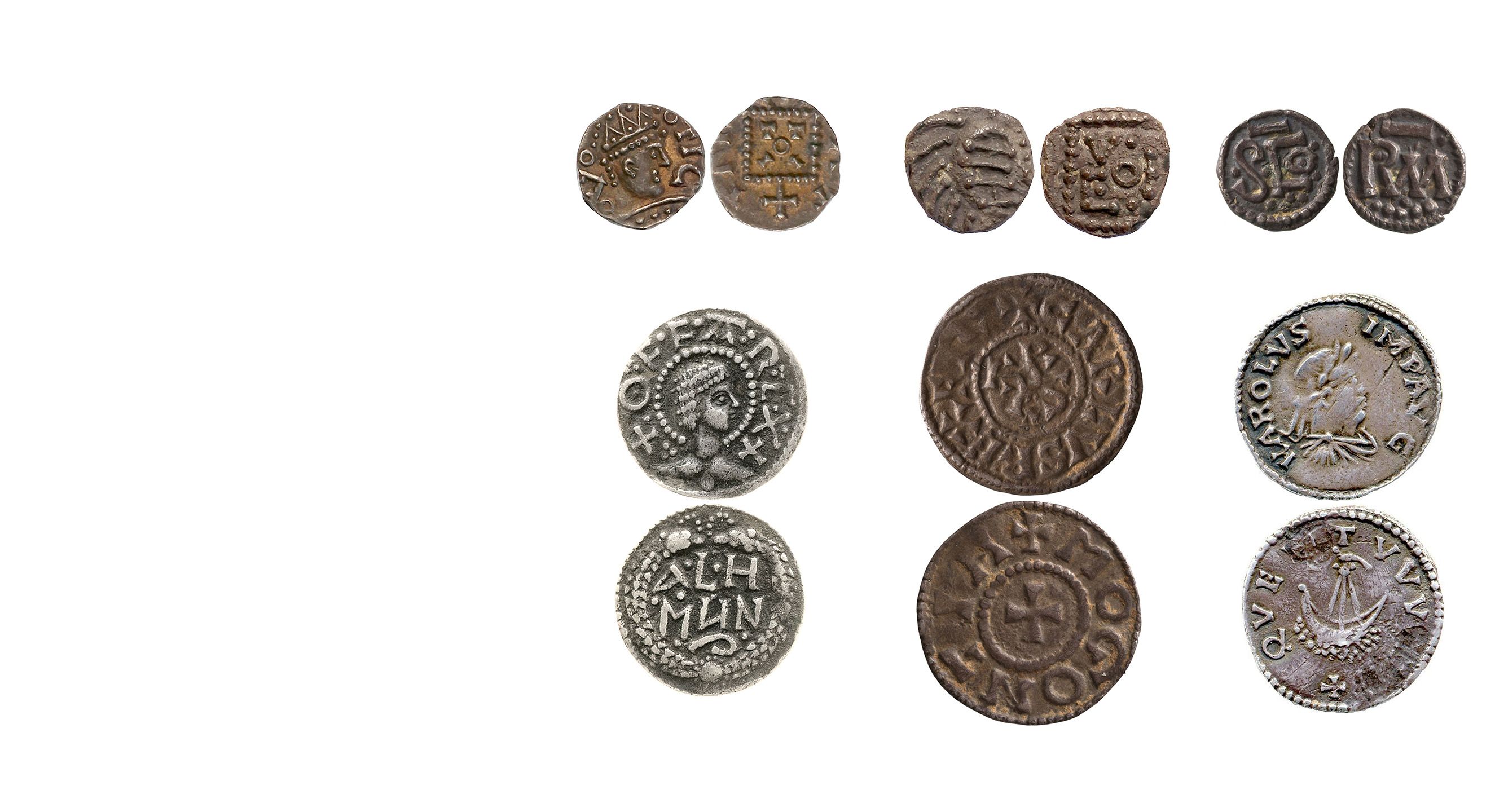 A group of early mediaeval silver coins from the Fitzwilliam Museum tested as part of the study led by Prof. Rory Naismith, University of Cambridge