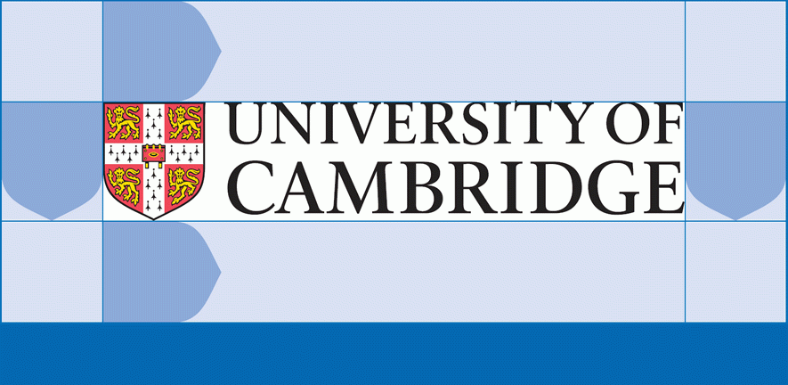 University of Cambridge logo with exclusion zone shown around it.