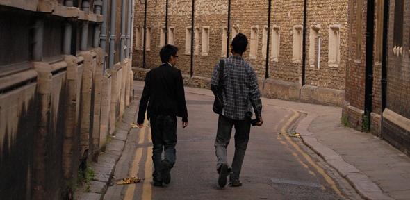 Students walking down Trinity Lane, Cambridge