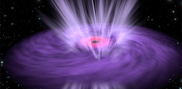 Artist's impression of the winds emanating from the supermassive black hole 