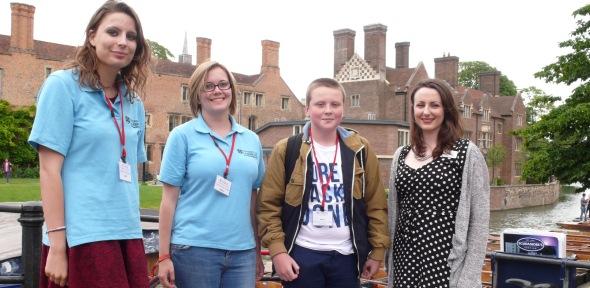 Future Scholar Reece with Cambridge undergraduates and staff.