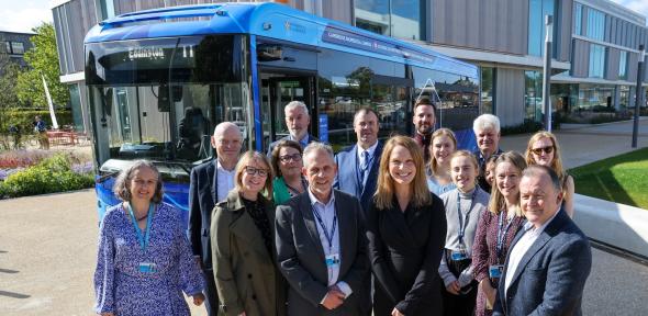 Members of the University team who have worked to bring new electric buses to the Universal service