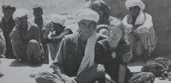Poet Clare Holtham and Uzbek chieftain in Afghanistan, early 1970s