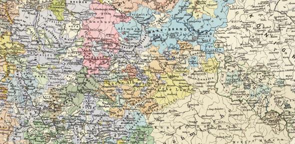 Detail of a map of the Holy Roman Empire, 1492 - 1618.