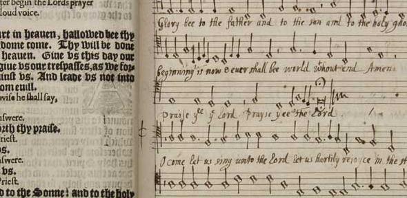 Book of Common Prayer, interleaved with 16th/17th century English servce music