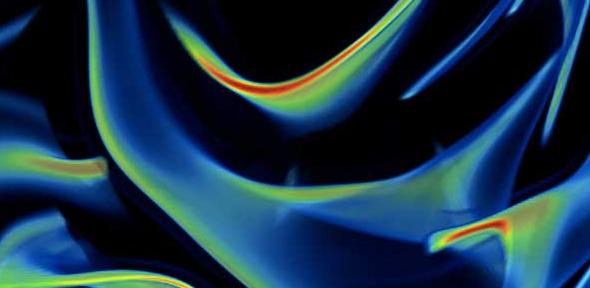 Filaments of dissolved material, stirred by turbulence