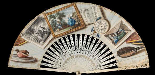 Folding ‘Trompe l’oeil’ fan, English, c.1750