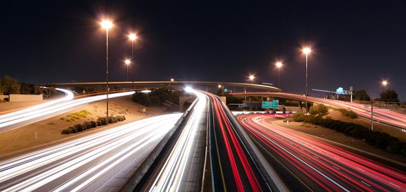 "Mini Stack" Interchange of Interstate 10, Loop 202, and State Route 51 at Night (2)