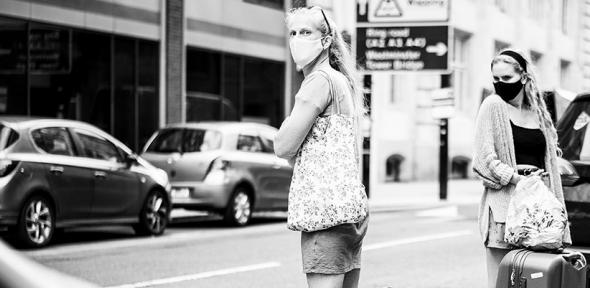 Women wearing face masks against coronavirus