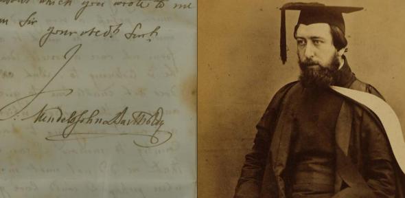 Left: Mendelssohn’s 1847 letter to the father of John Robert Lunn, then aged 16. Mendelssohn was excited by the young man’s musical talent, but unable to meet him. Lunn (right) never entered a career in music, but his compositions are highly regarded.