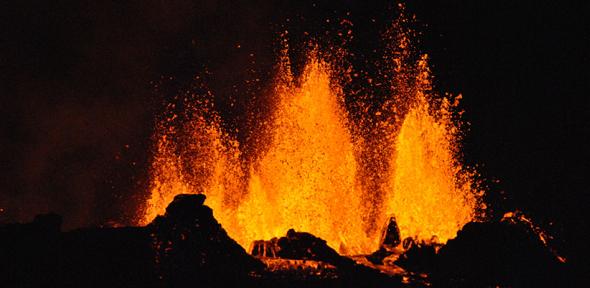 Magma erupting at the Holuhraun lava field in August 2014