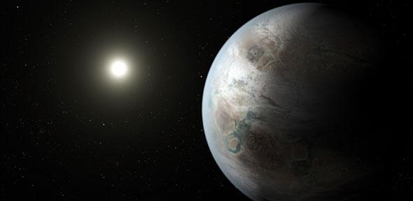 Artist's concept depicting one possible appearance of the planet Kepler-452b