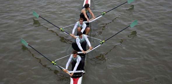 Lead researcher Dr Danny Longman rowing with the Cambridge University Boat Club. This is an example of the type and standard of the sample population used in the study.