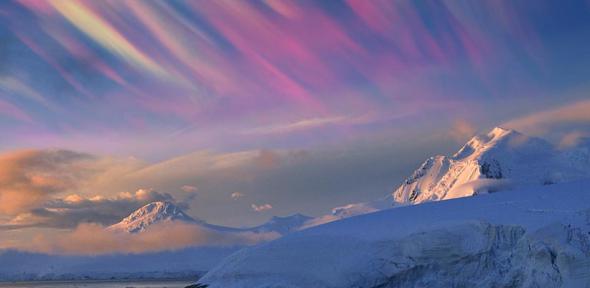 Polar Stratospheric Clouds, also called mother of pearl clouds