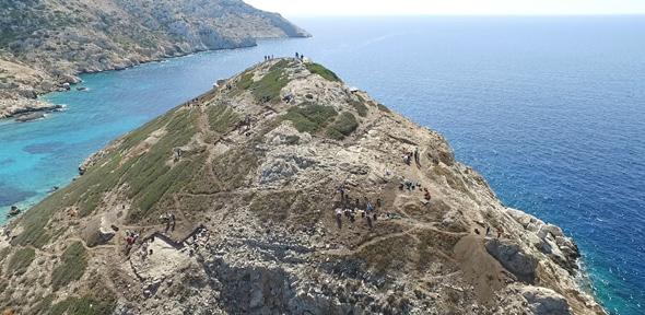 Excavations underway on Dhaskalio, off Keros.