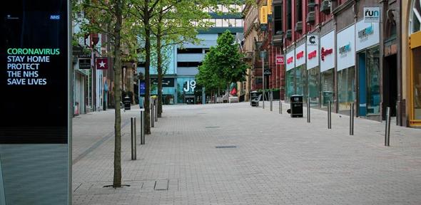 Central Leeds during the first UK lockdown