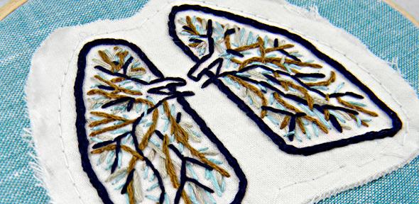 Blue and Brown Anatomical Lung Wall Decor