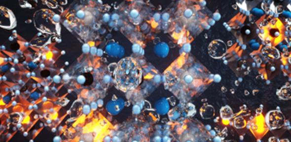 Artist’s impression of glowing halide perovskite nanocrystals