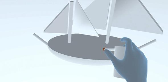 Modelling a sailboat in virtual reality.