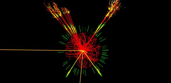 Simulated production of a Higgs event in ATLAS