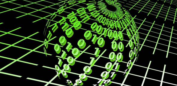 Image of the globe made up of binary numbers