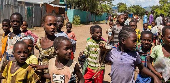 Children leaving school in Ale, Ethiopia