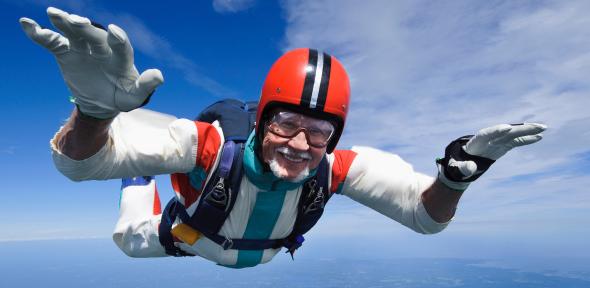Older man skydiving