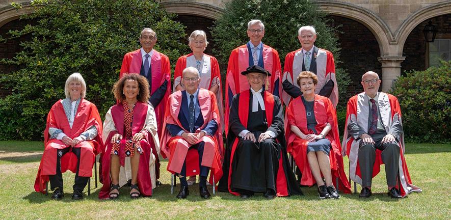 Honorary degree recipients with Chancellor and Vice-Chancellor.