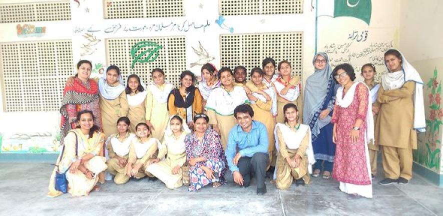 Arif with grade students and their mentors at a charity school in Rawalpindi run by The Citizen Foundation (TCF). Arif gave a motivational speech to them to pursue their dreams through education and beyond.