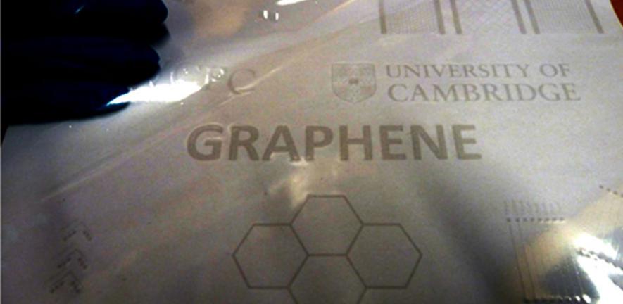 Graphene is a one-atom thick layer of carbon atoms. Producing high-quality single layers in a manner compatible with industrial processes is just one of the challenges that researchers will be trying to surmount. The image shows a printed graphene device.