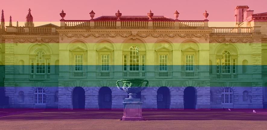 Cambridge - Old Schools (rainbow flag added)