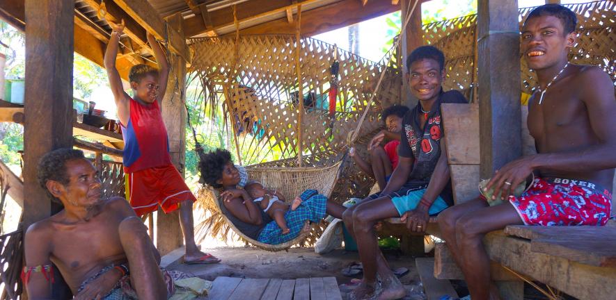 Agta family relaxing in the late afternoon