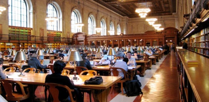 Students in New York Public Library Reading Room