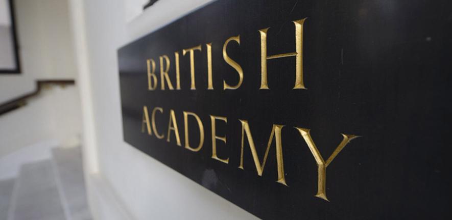 Close-up of the British Academy sign