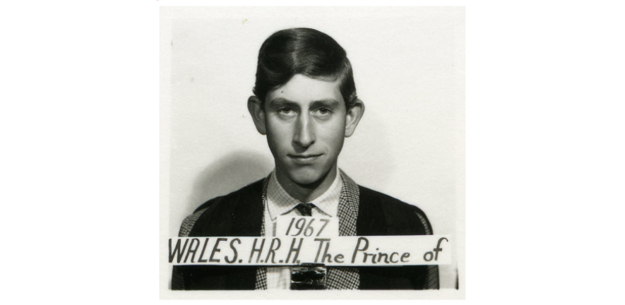 Photograph of former Prince of Wales 1967 arrival at Cambridge