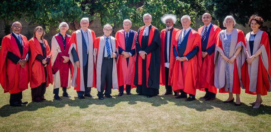 From l to r: Prof Louis Gates Jr, Dr Ali Smith, Dr Judith Weir, Prof Sir John Walker, Prof Sir Roger Penrose, Lord Sainsbury of Turville, Prof Stephen Toope, Prof Wole Soyinka, Prof Sir Simon Schama, Prof Kwame Appiah, Prof Elizabeth Robertson, Prof Edith Heard  