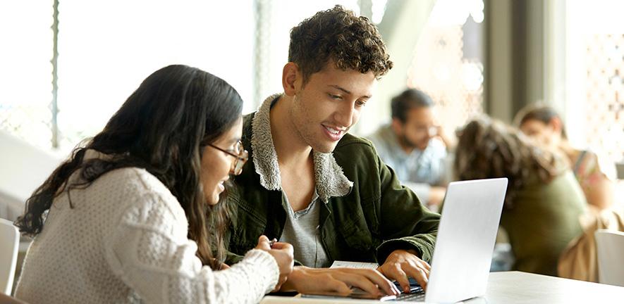 Students studying online.