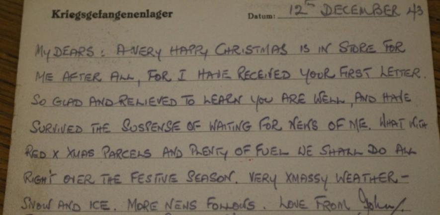 One of several letters Crook sent from his prison camp, Stalag Luft VIII-B
