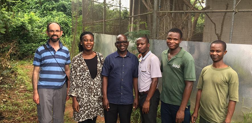 Dr Restif (left) with collaborators from the University of Ghana in Accra, July 2019