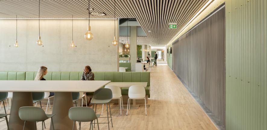 Students in the canteen at the University of Cambridge's West Hub which offers subsidised lunch