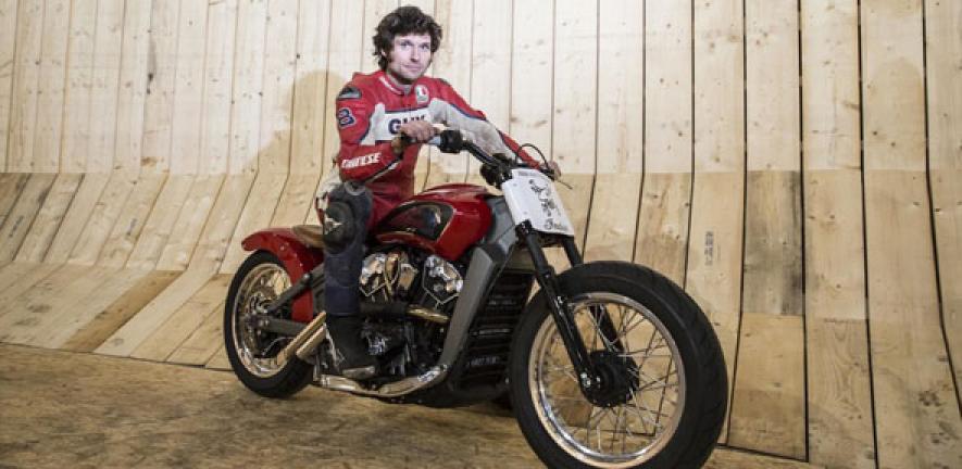 Guy Martin next to the Wall of Death.