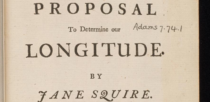 Title page of Jane Squire's proposal for determining longitude 